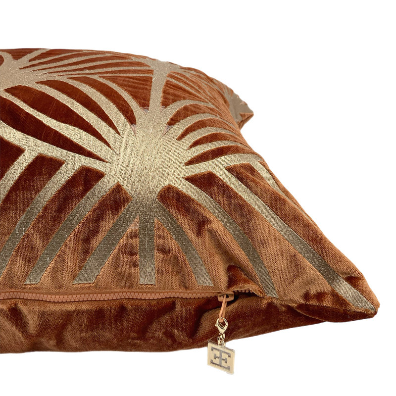 Lisbon Velvet Square Pillow Cover & Insert, Rust