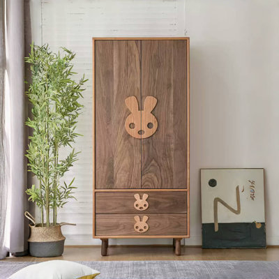 Simple Solid Wood Double Door Wardrobe