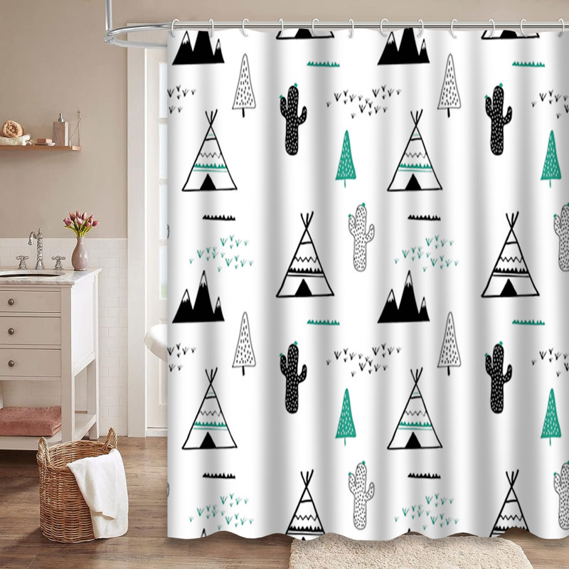 Rideau de douche blanc avec 12 crochets, L 72 po x l 72 po