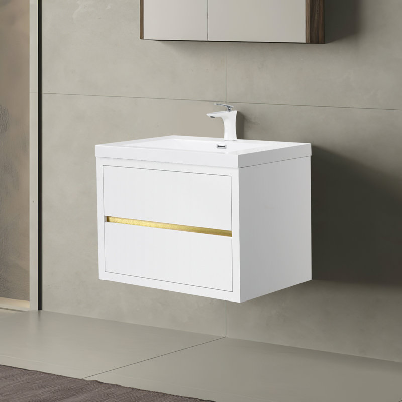 30" Wall-Mounted Bathroom Vanity, Glossy, White