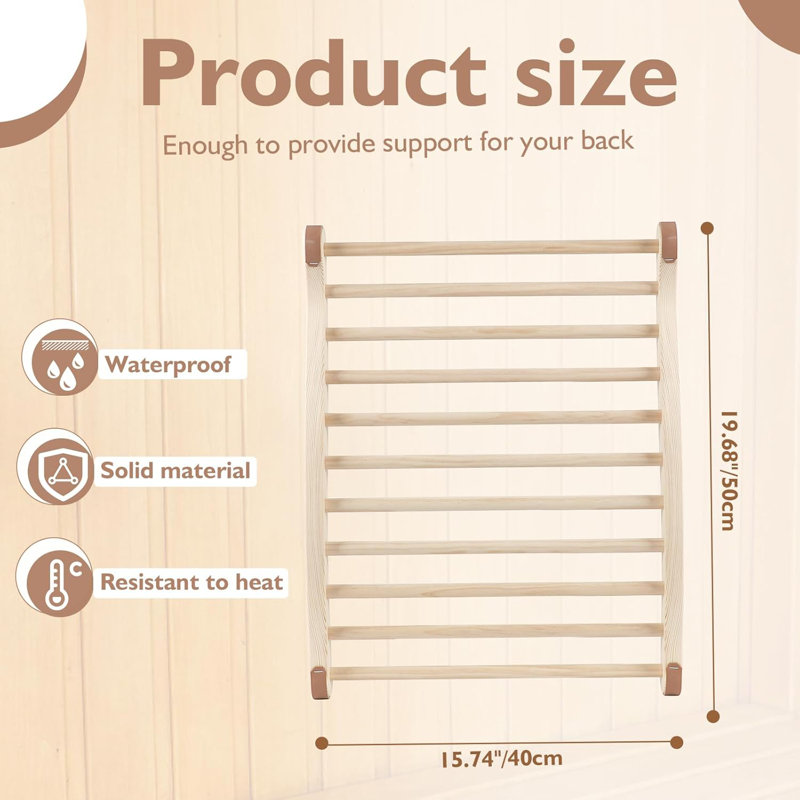 2 pièces Accessoires de sauna pour dossier de sauna Antidérapant en bois, Beige