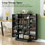 Garde-manger moderne avec tablettes à 5 niveaux, 12 tablettes latérales, tablettes réglables et portes magnétiques pour le garage