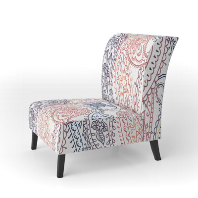 Fauteuil de chambre rembourré à motif floral rose et bleu à motif cachemire