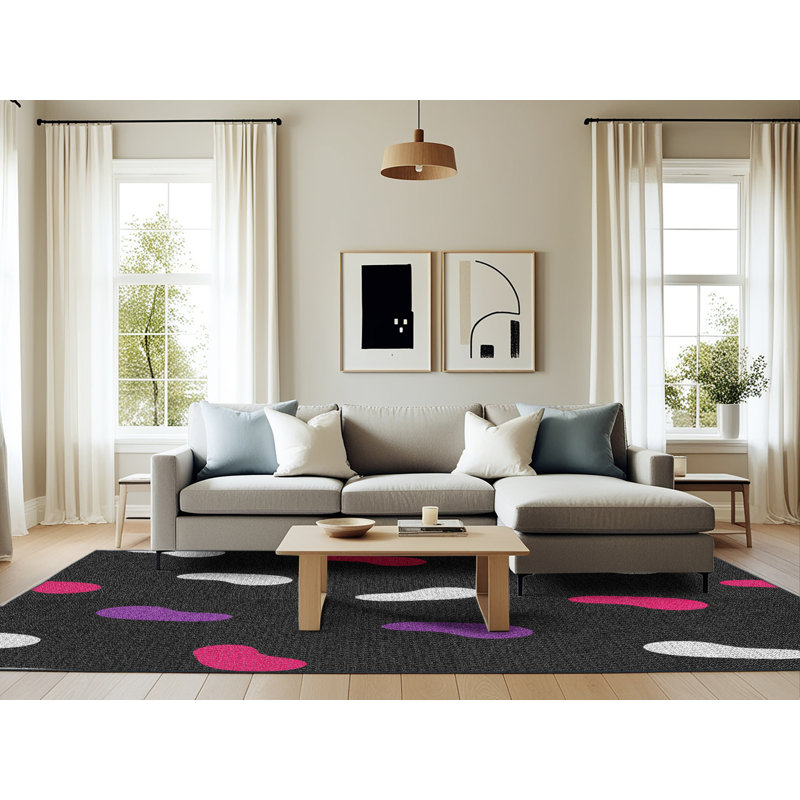 Tapis noir tissé à la machine, Rectangle 6 pi x 9 pi