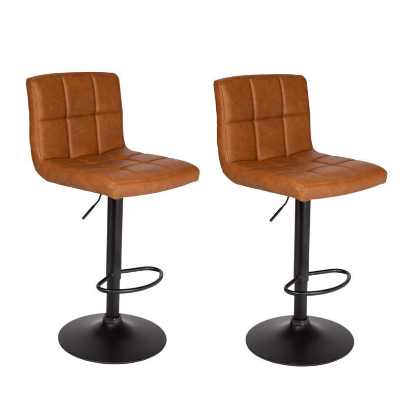 Tabouret pivotant à hauteur réglable Abrahamsen, Brun caramel, Noir