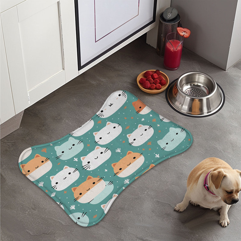 Tapis d'alimentation en forme d'os Kawaii Feline Prints - 1 pièce