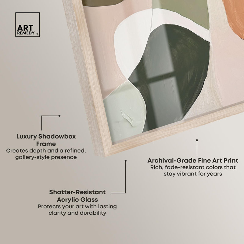 «Diptych Element II Shadowbox Print Boho Art» par Art Remedy, H 37 po x l 31 po, Crème, crème