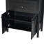Armoire autoportante noire, matériau en bois d'ingénierie, convient à l'espace de vie principal, utilisation polyvalente comme rangement et présentation, belle conception en arche