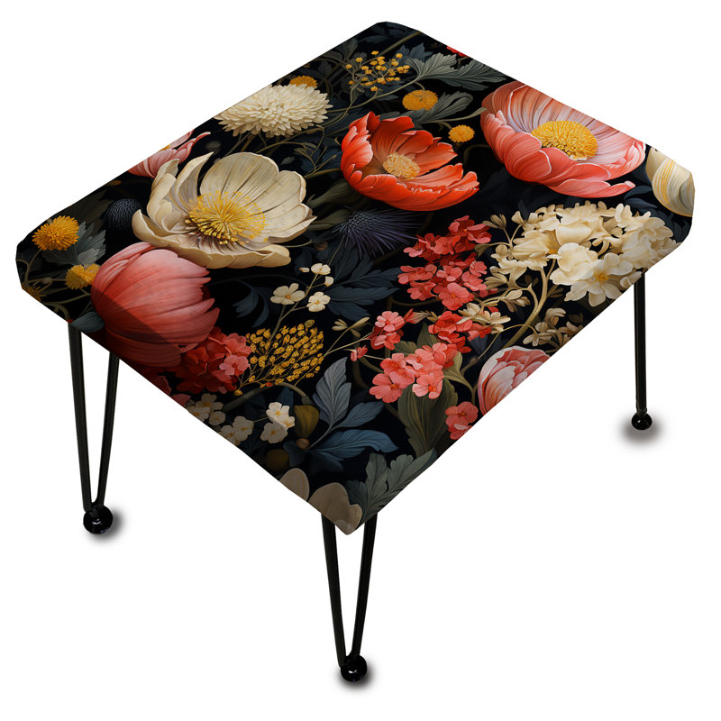 Native Grace Pink Wildflower Gardens - Floral Rectangle Ottoman