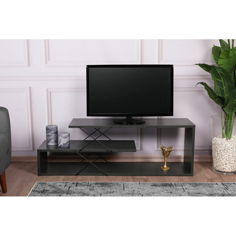 Modern Anthracite TV Stand with Numerous Shelves, 47.2 x 15.7 x 15.7 inches | 100% Melamine Coated Particle Board, Thickness: 0.7 inches | Stylish Industrial Design for Living Room & Entertainment Spaces