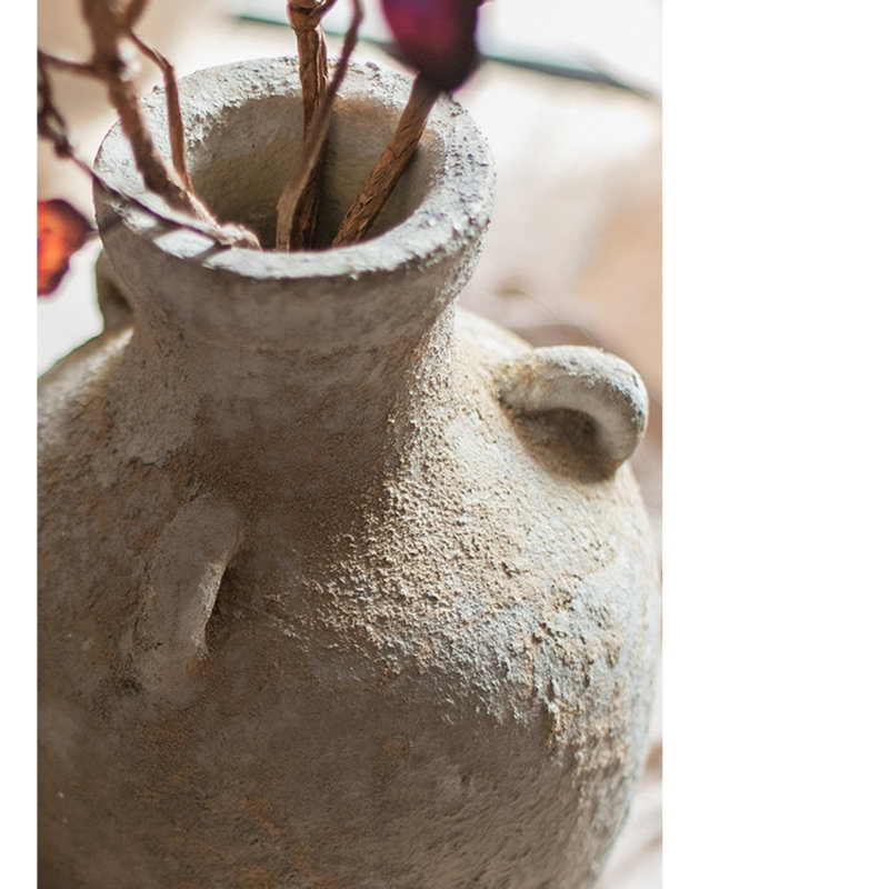Siegbald Handmade Stoneware Table Vase, 15.4" H x 9.7" W x 4.7" D