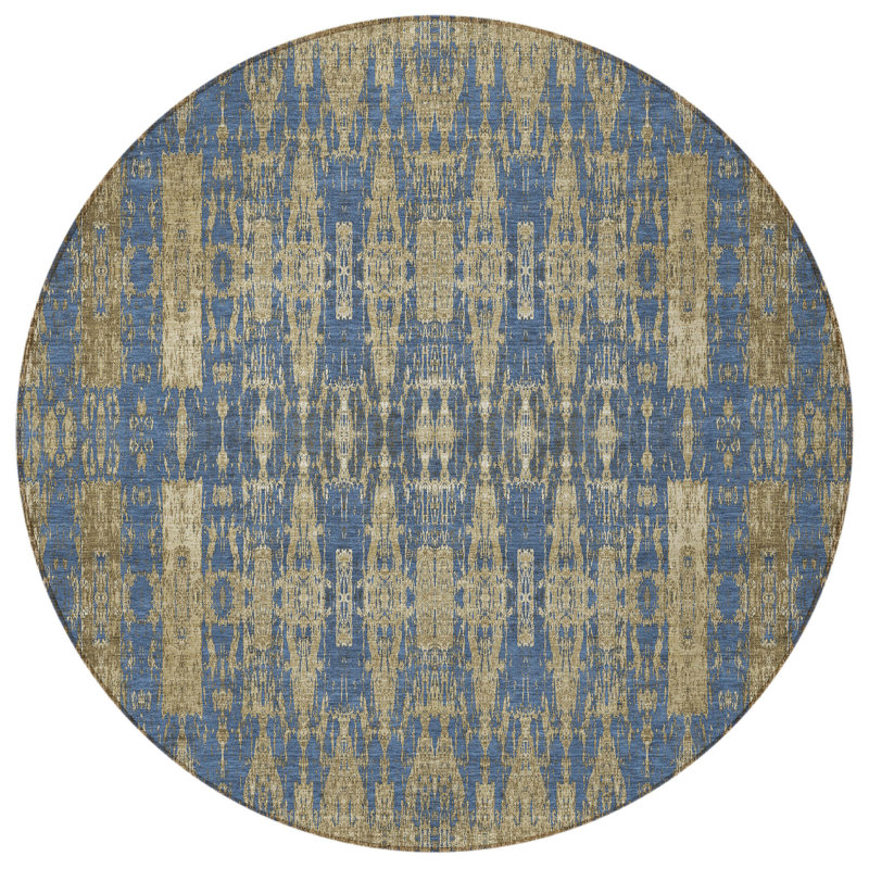 Tapis rond 8 po taupe et beige