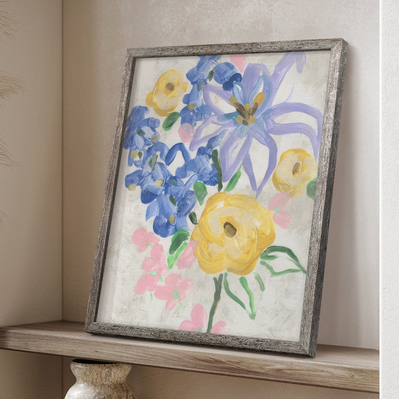 «Brush Blossoms I», reproduction encadrée - bois massif, H 30 po x l 24 po