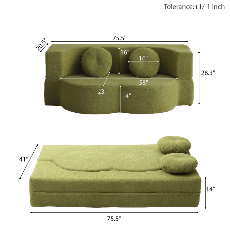 Canapé-lit Bonon, Velours vert