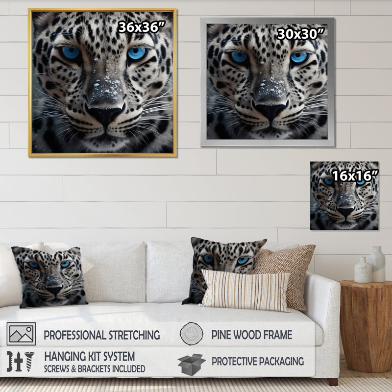 Jaguar's Gaze I sur toile, Cadre flottant noir, H 16 po x l 16 po x P 1 po