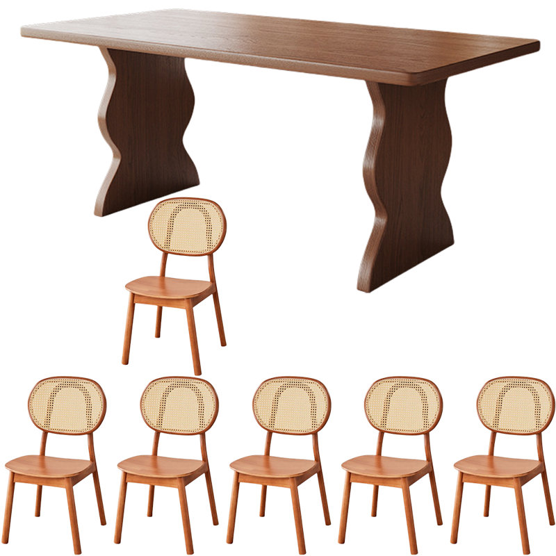 Ensemble de salle à manger en bois de frêne brun, H 29,9 po x L 55,1 po x l 30,7 po
