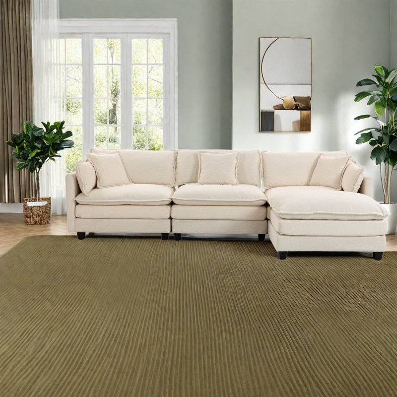 Canapés modernes spacieux, revêtement en chenille avec repose-pieds pour la maison