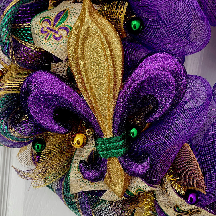 Caroline's Treasures Mardi Gras Fleur de Lis Purple Green and Gold Dish Drying Mat