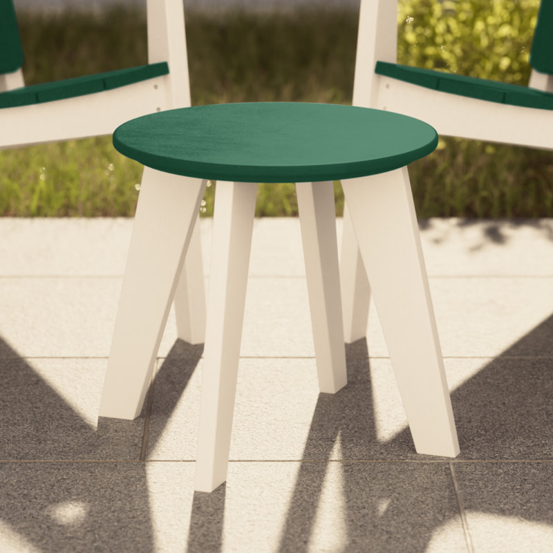 Table de bout d'extérieur ronde 18 po, blanc, Vert foncé