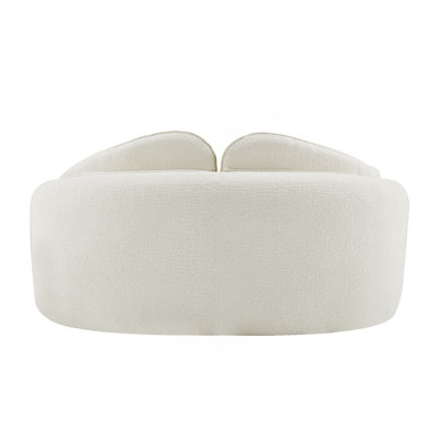 Canapé courbé à deux places entièrement comprimé, assis à long terme sans s'effondrer, dossier amovible, tissu chenille blanc, style simple et rétro, convient aux petits espaces et aux appartements