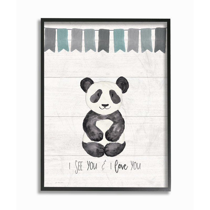 "fe hr i see you panda" , art encadré, H 14 po x l 11 po x P 1,5 po