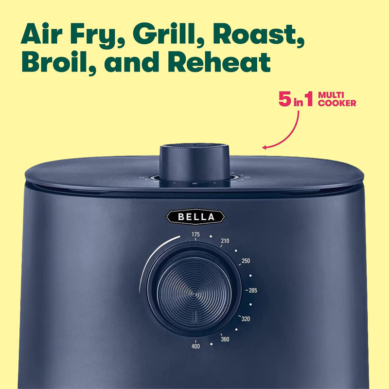 3 Qt Manual Air Fryer Oven and 5-in-1 Multicooker with Removable Nonstick and Dishwasher Safe Crisping Tray and Basket, 1400 Watt Heating System