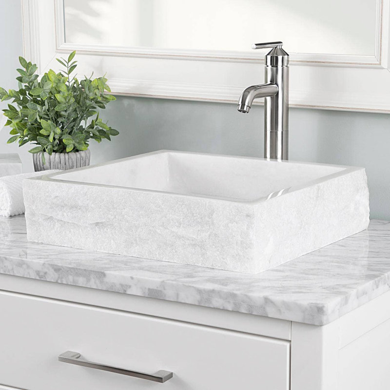 Lavabo de salle de bain rectangulaire en marbre Asher