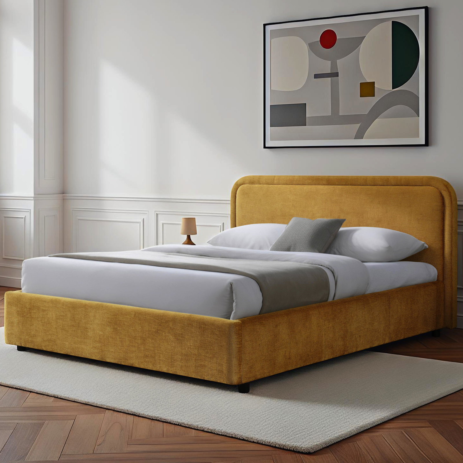 Baneza Platform Bed, Queen, Gold