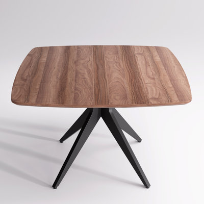 Dixson 45.3" W 4-Person Square Solid Wood Dining Table With Metal Legs, Walnut