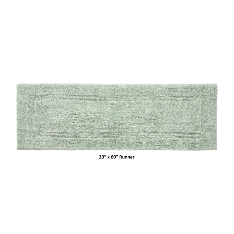 Rozanne Reversible Cotton Bath Rug, Dark Sage, 20" x 60" Runner