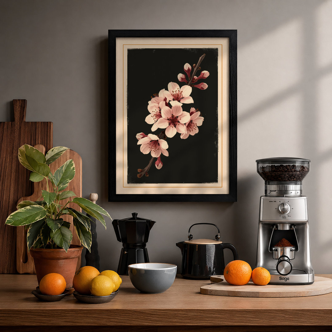 Moonlit Cherry Blossom Botanical - Framed Print