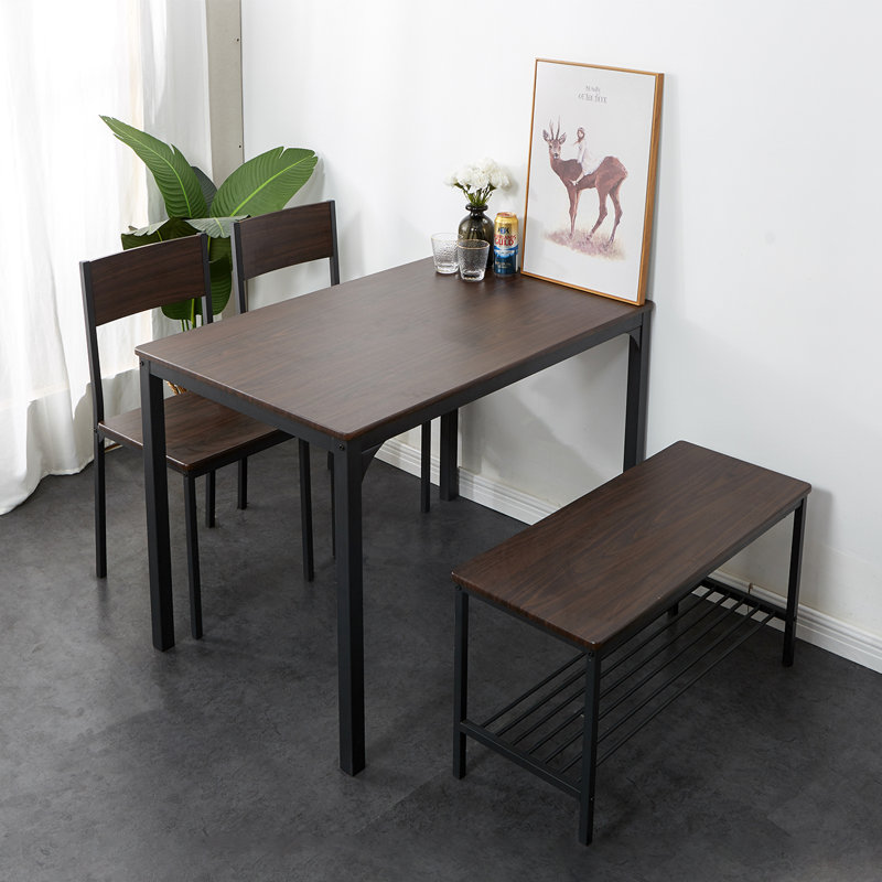 Ensemble de table de salle à manger avec 2 chaises et un banc, ensemble de 4 pièces pour la salle à manger