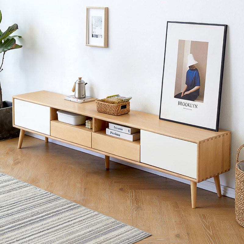 Meuble télé Modern Burlywood, H 17,72 po x L 86,61 po x l 13,78 po