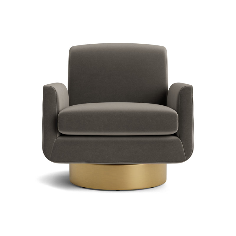 Supernova Full Swivel Chair, Performance Velvet - Graphite, Brushed Brass