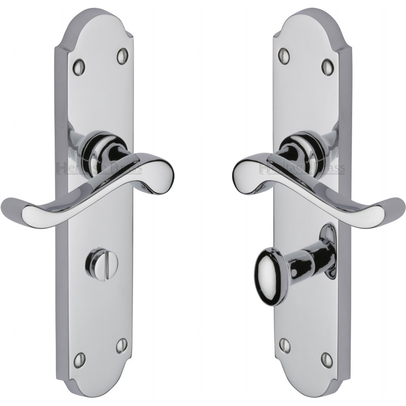Heritage Brass Heritage Door Handle for Bathroom Savoy Long Design, Polished Chrome
