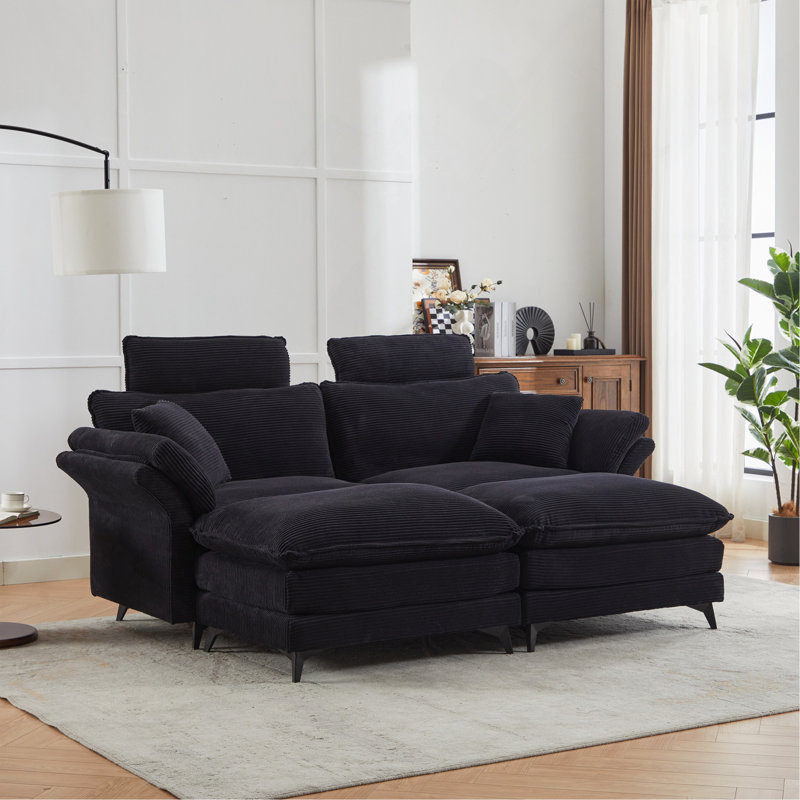 Deep Seat Sectional Sofa, Black