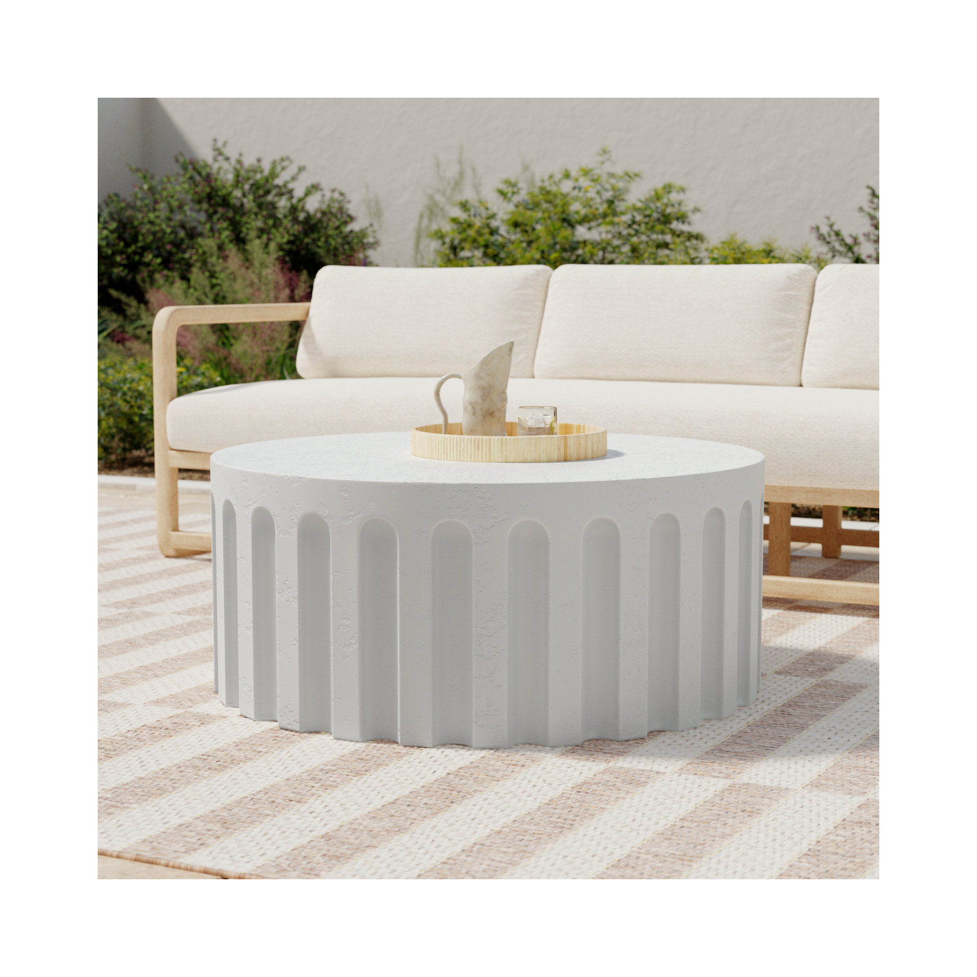 Partlow 38'' Concrete Outdoor Coffee Table