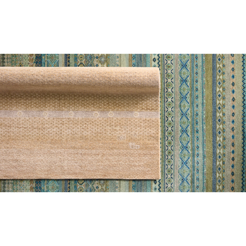 Jaipur Living Nisha LIB15 Handknot Ikat Green/Blue Area Rug (12'X15'), Rectangle 6' x 9'