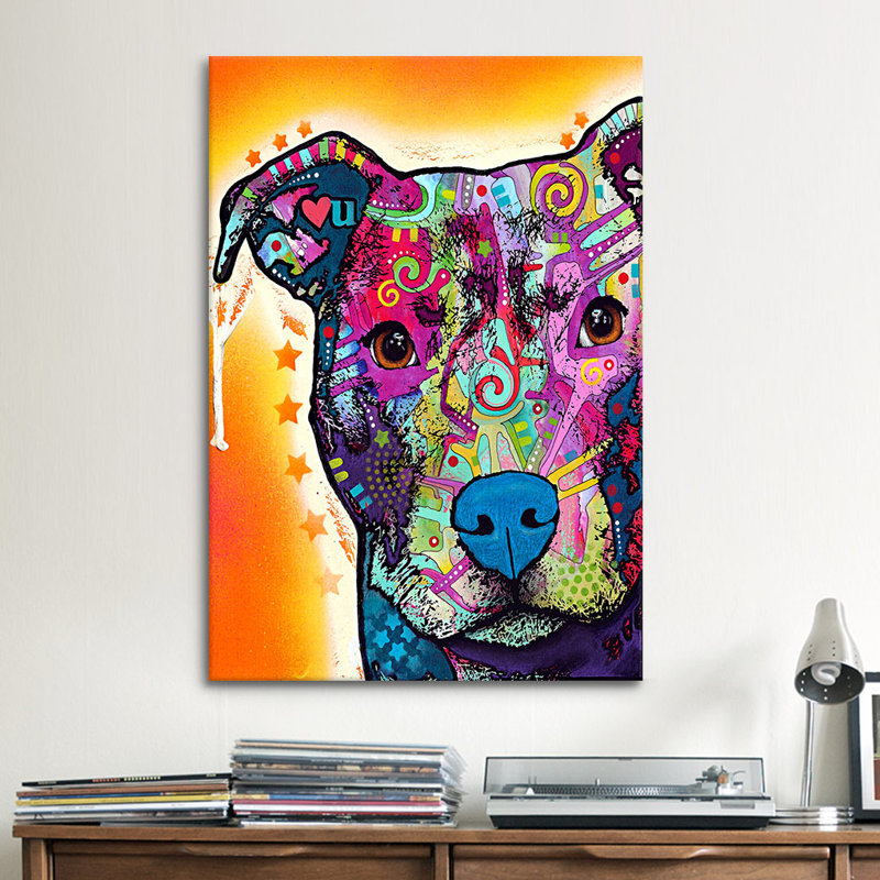«Heart U Pit Bull», impression sur toile, H 18 po x l 12 po x P 1,5 po, Toile tendue