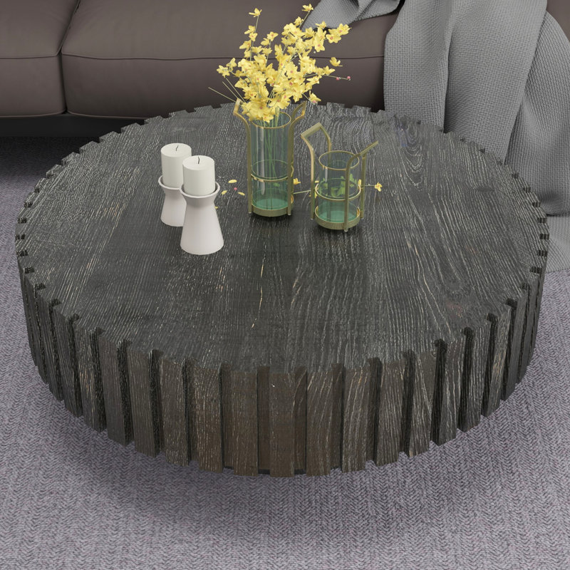 Table basse noire moderne de 31,4 pouces avec aspect bois naturel, fonctionnalité polyvalente, assemblage confortable, structure stable, mobilité flexible, bon soutien du pouce, idéale pour différentes pièces de la maison,
