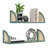 Wood Floating Shelves with Rattan Sides, 24.8 Inch Wall Mounted Shelves, Set of 2, Green-1942396930-1937301193