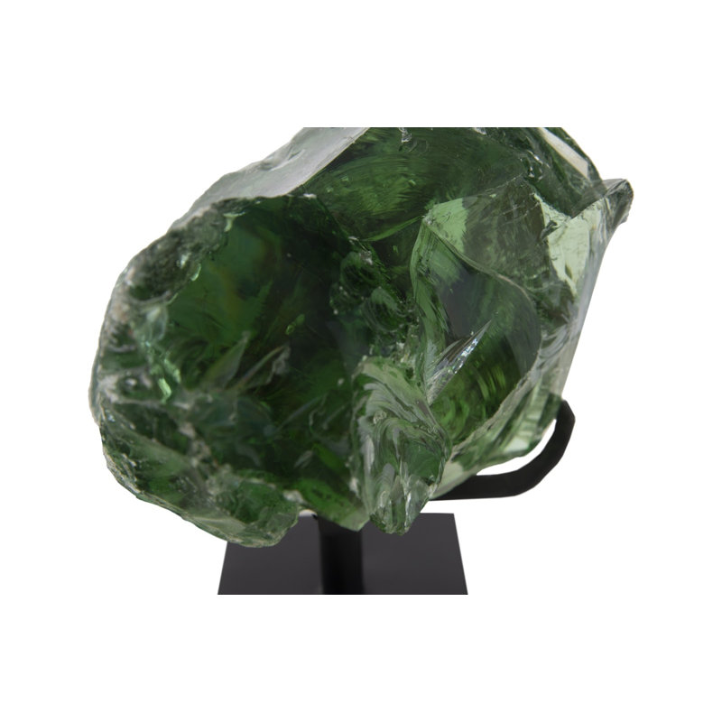 Refractory Glass Sculpture, Green, On Base