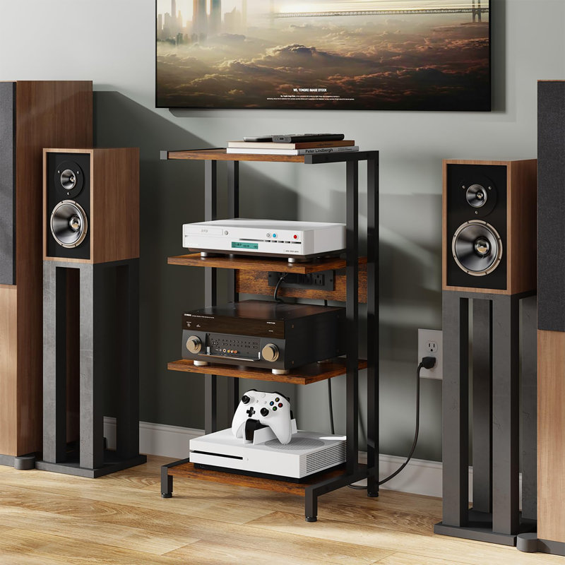 Meuble audio-vidéo à 4 niveaux avec multiprise