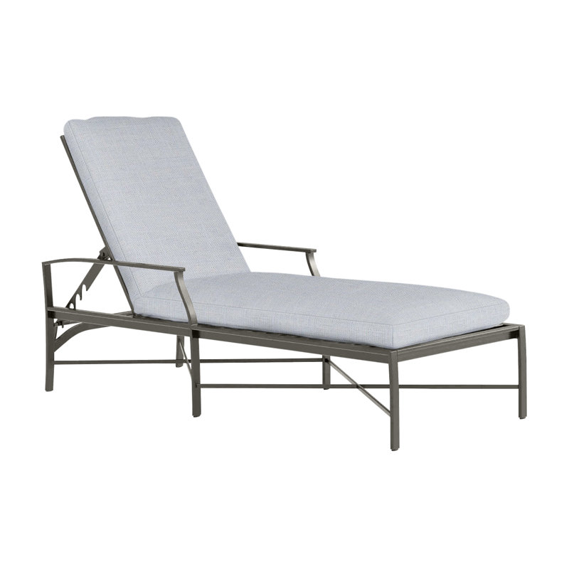 Chaise longue d'extérieur Monaco, Pas de soudure, Lin chambray, Gris ardoise