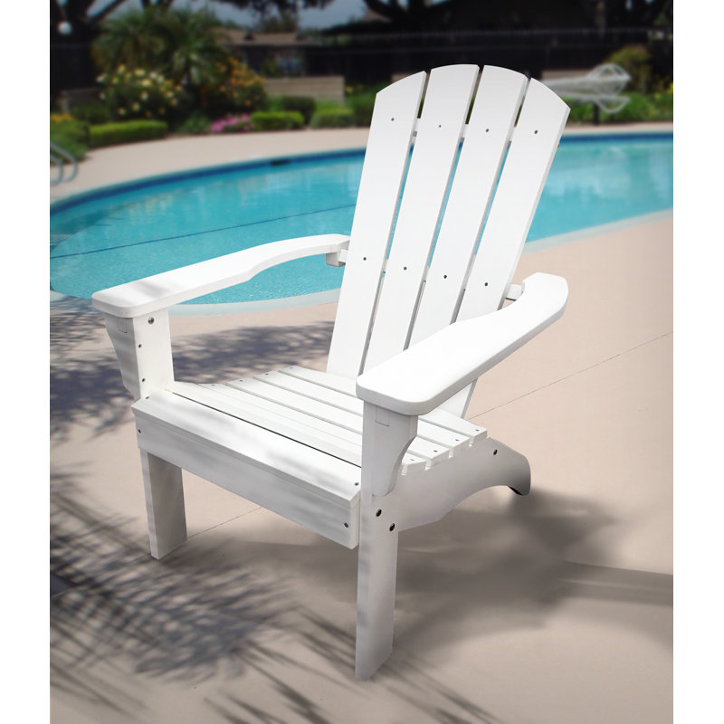 Chaise Adirondack en bois massif Marcano, Blanc