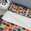 Ensemble de housse de couette géométrique rouge et bleu II-109145067