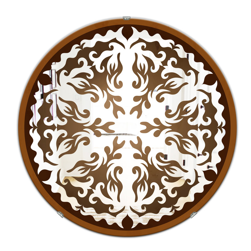 Mandala brun - miroir bohémien et éclectique, H 23,6 po x l 23,6 po