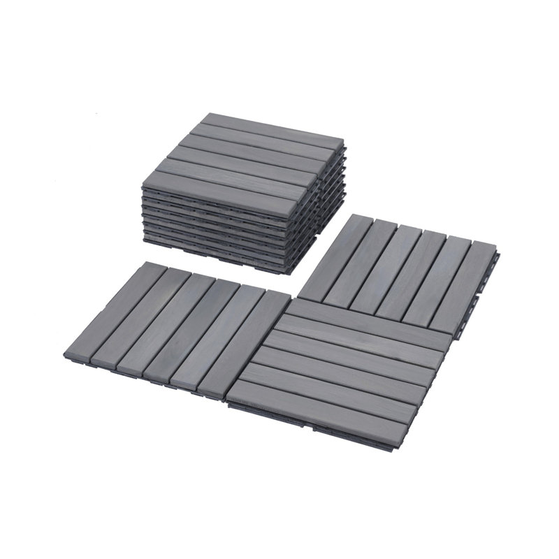 Carreaux de terrasse entrelacés à motif rayé, Gris