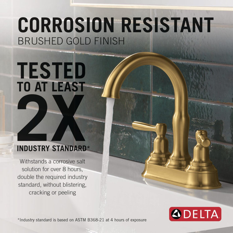 Two Handle Centerset Bathroom Faucet, Brushed Gold