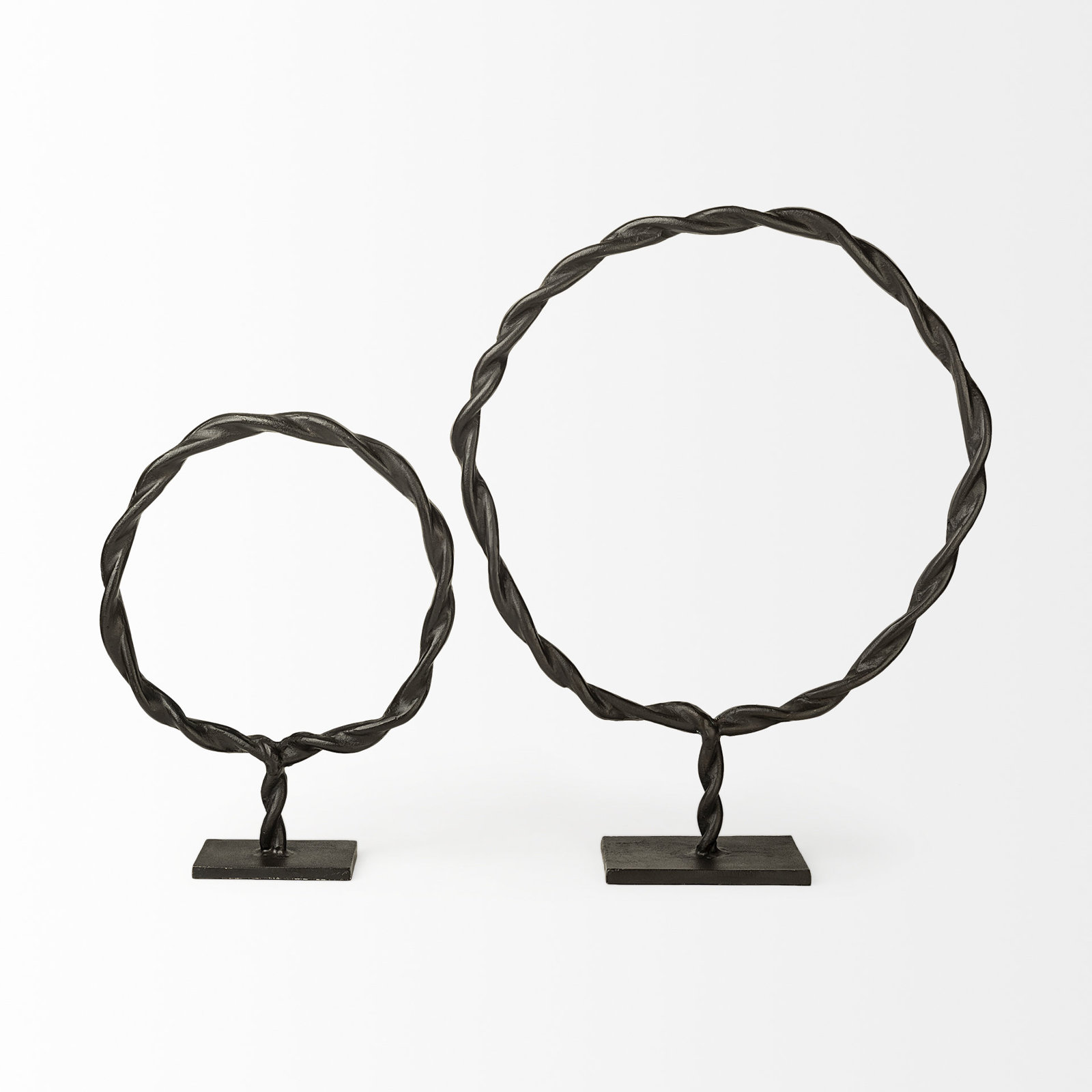 Moscow (large) Black Aluminum Braided Circular Object, 22.8" H x 18.5" W x 4.3" D